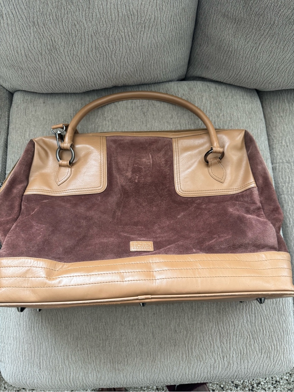 BCBG Maxazria genuine leather Brown Suede & Tan  Tote Bag